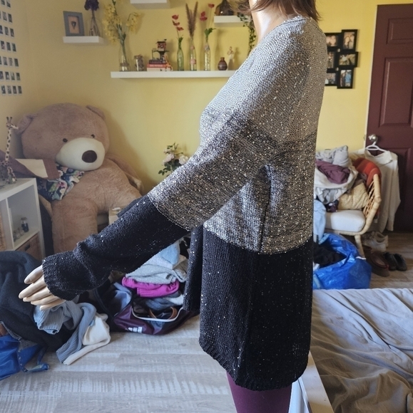 Belldini Scoop Neck Block Color Sparkly Sweater - Picture 6 of 13